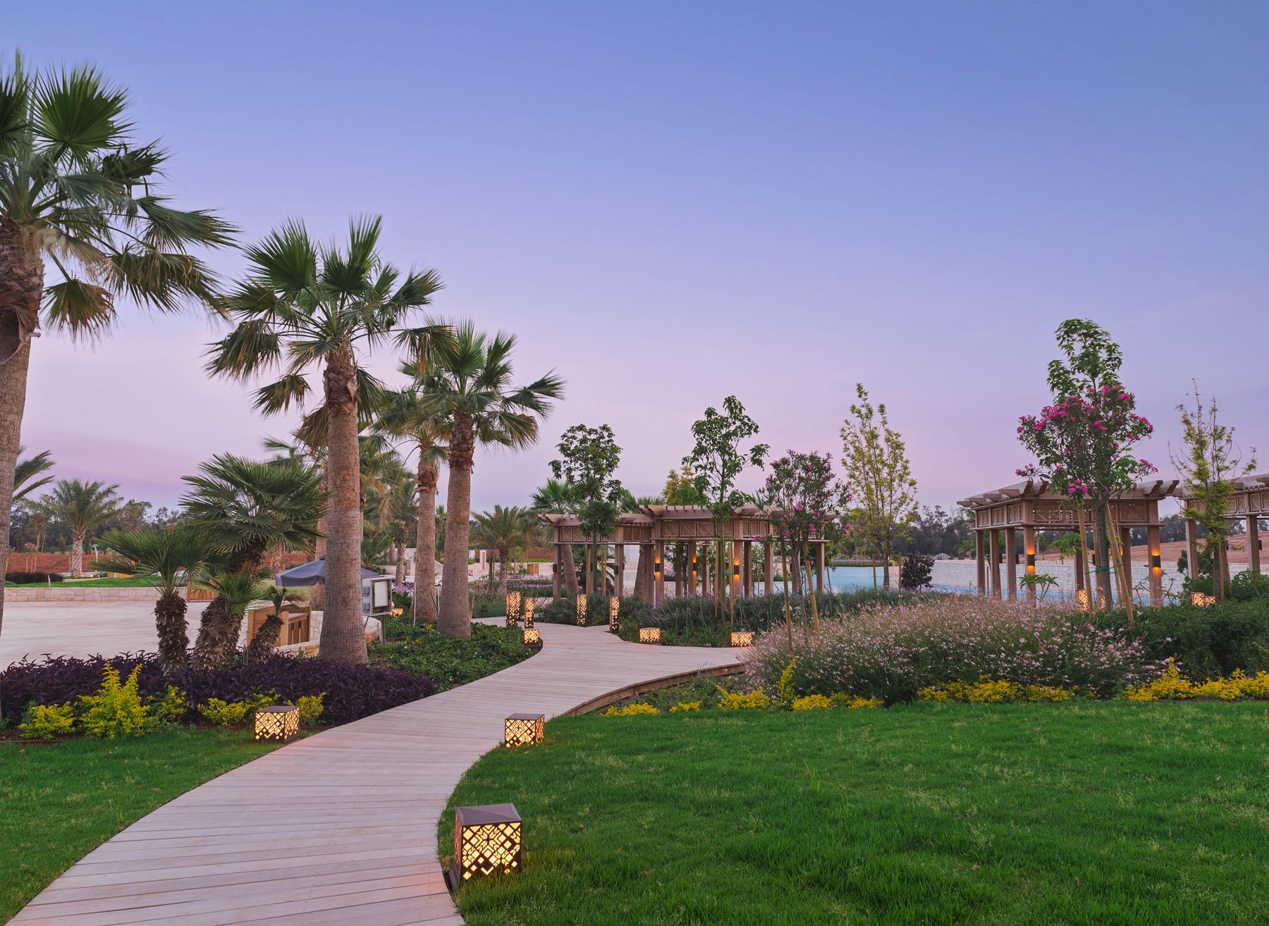 Cabanas and landscaped grounds at City of Dreams Mediterranean