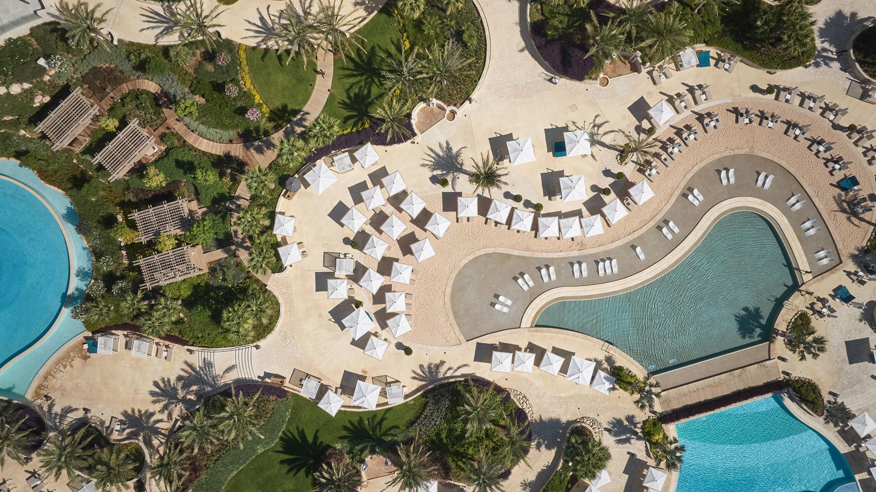 Aerial view of the swimming pools at City of Dreams Mediterranean