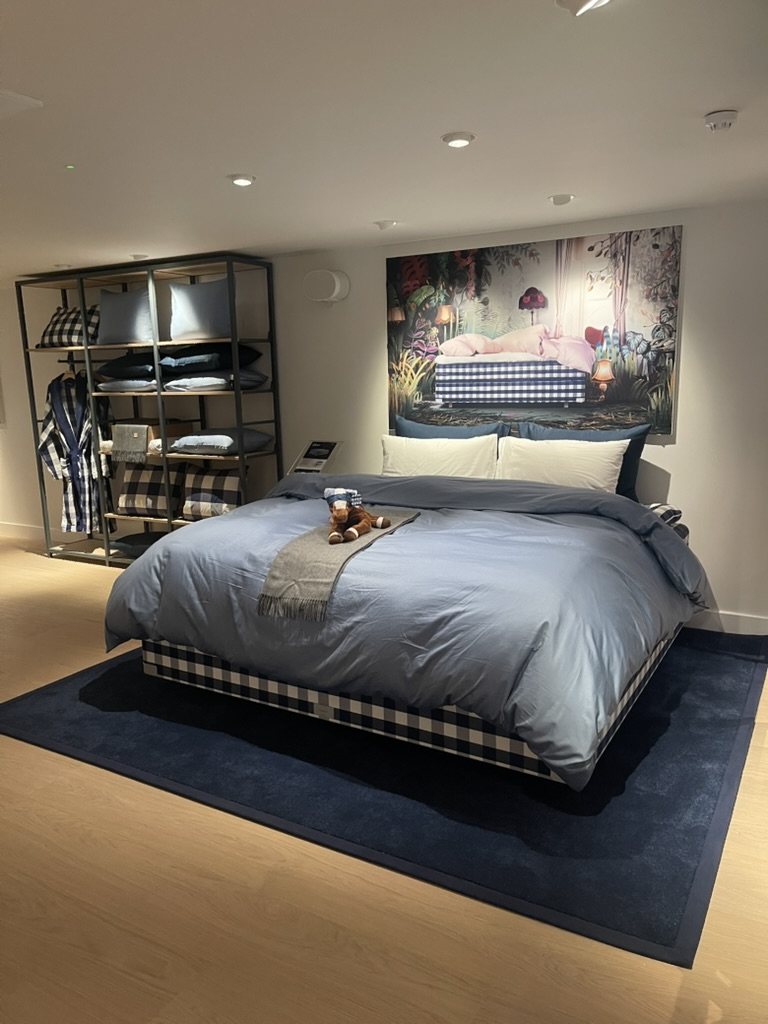 Bed on display in the Hästens showroom